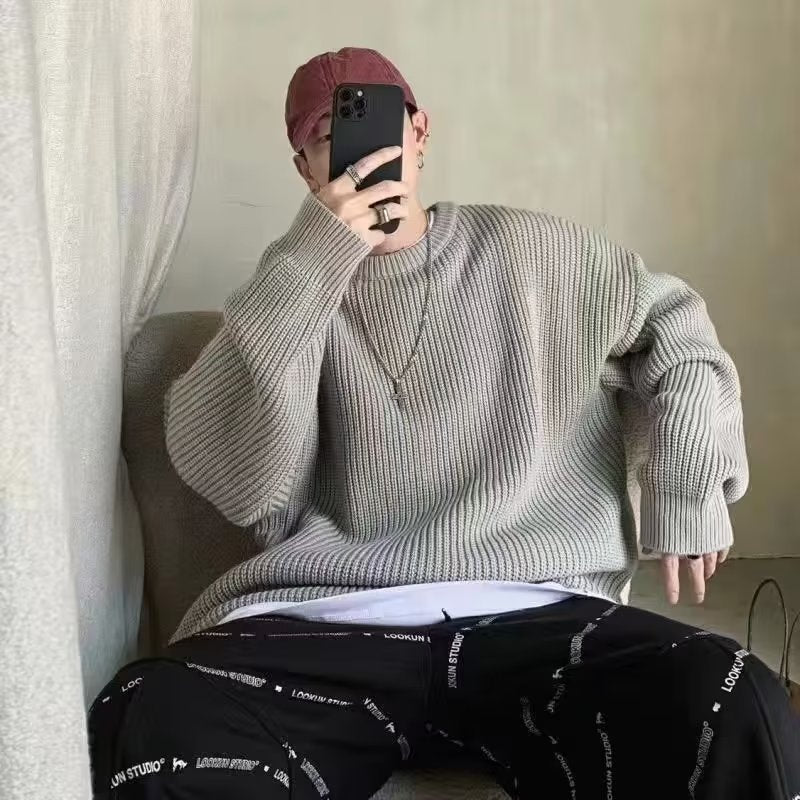 Loose Casual Retro Crew Neck Sweater