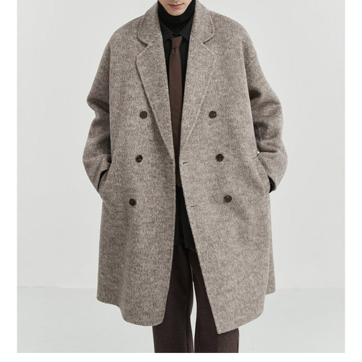 Double-sided Woolen Men's Mid-length trench coat
