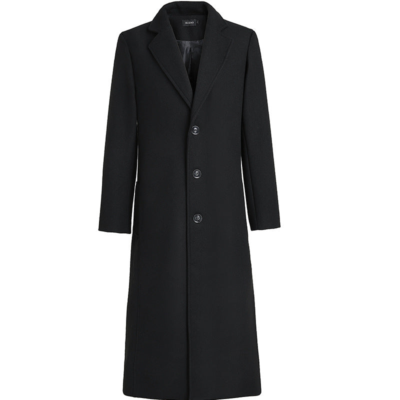 New Men's Woolen Fashion Long Trench Coat