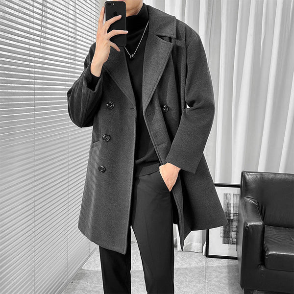 Mid-length Knee British Style Woolen Coat