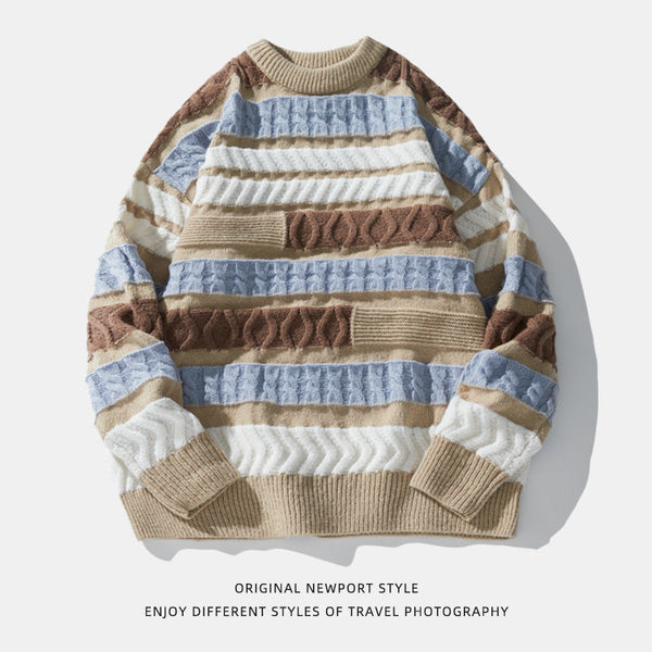 Color Contrast Patchwork Brocade Sweater