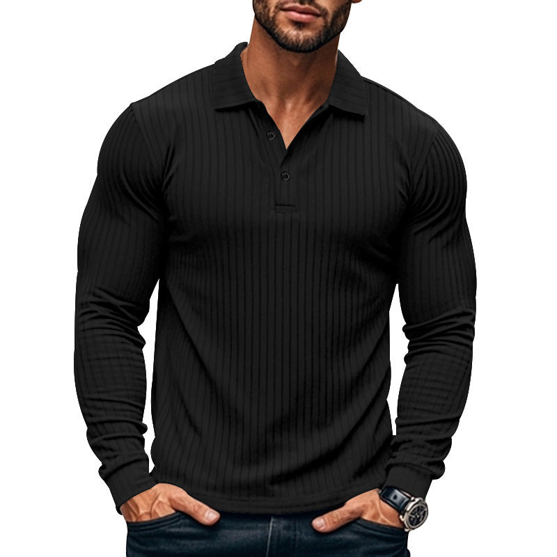 Men's Classic Casual Lapel Button Long Sleeve t-shirt