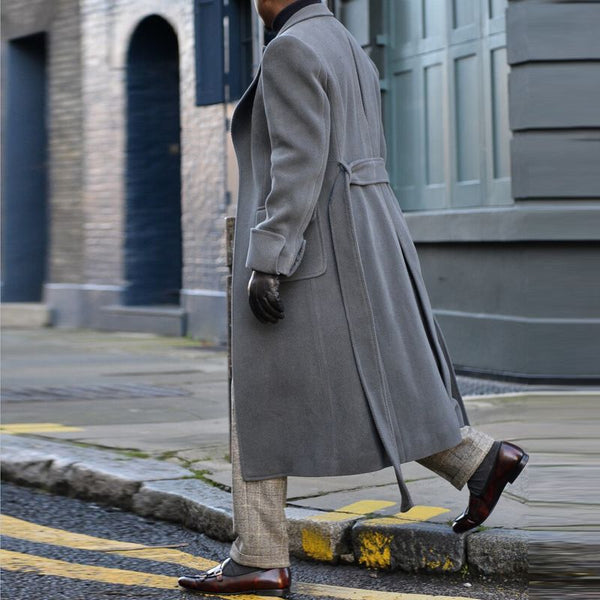 Men's Long Blue Trench Coat