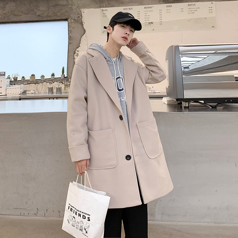 Fashion Men's Mid-length Thick Woolen Coat