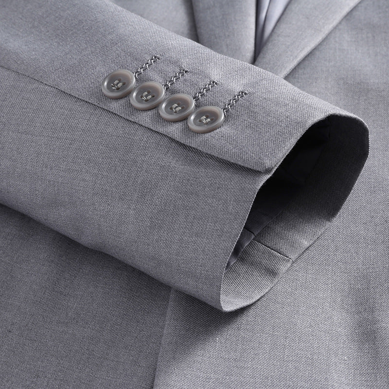 Men's Slim-fit Solid Color Double-row Two-button Suit