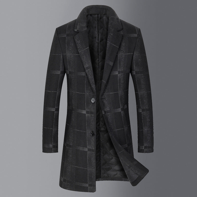 Men's Mid-length Slim Woolen trench Coat