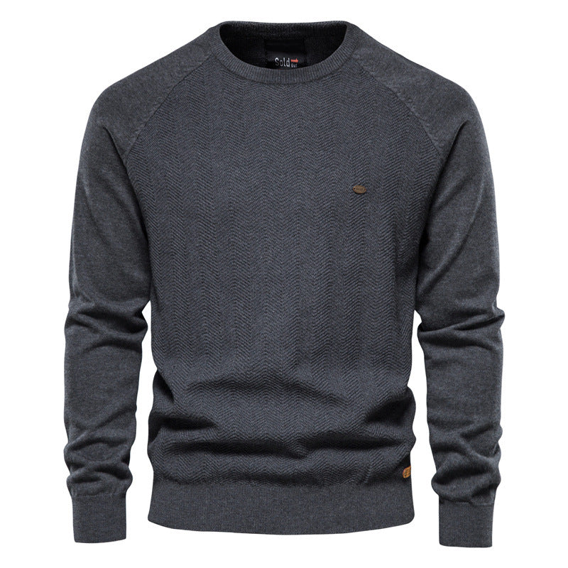 New Men's Solid Color Raglan Sleeve Casual Sweater
