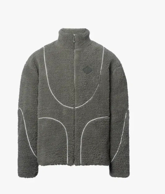 Men's Lamb Wool Hooded Zipper Coat