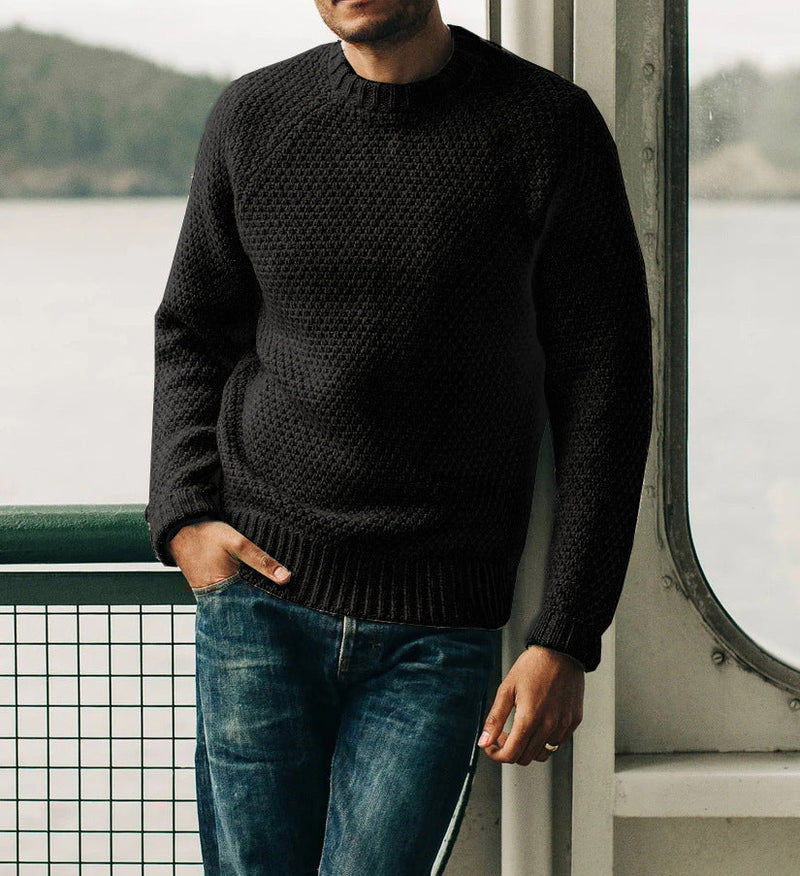 Men's Pullover Winter Casual Solid Color Round Neck Knitted sweater