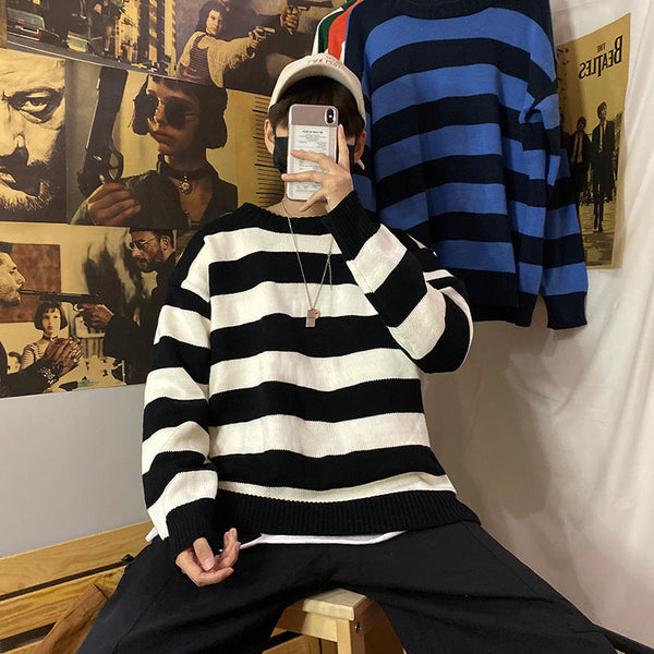 Autumn And Winter Loose striped Sweater