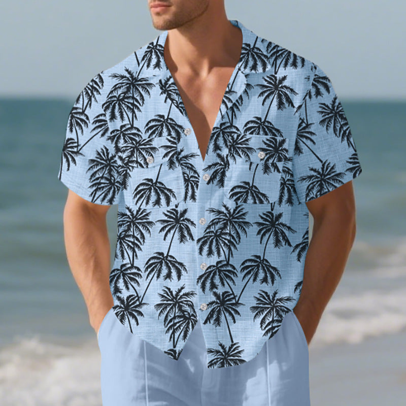European And American Men's Beach Short Sleeve shirt