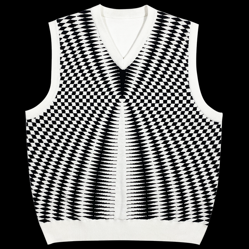 Japanese Retro V-neck Sweater Vest Abstract