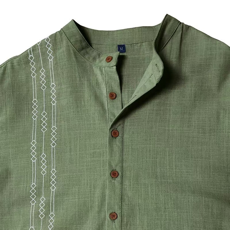 Men's Henry Printed Long-sleeved T-shirt