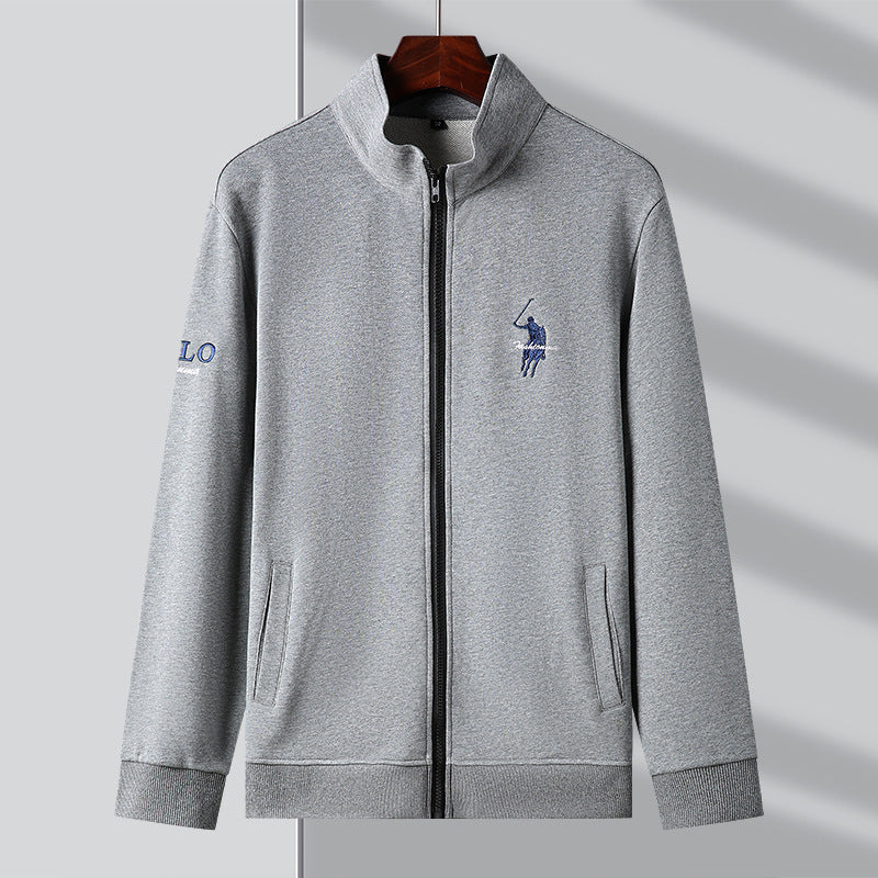 Men's Cotton Casual Embroidered Zip Jacket