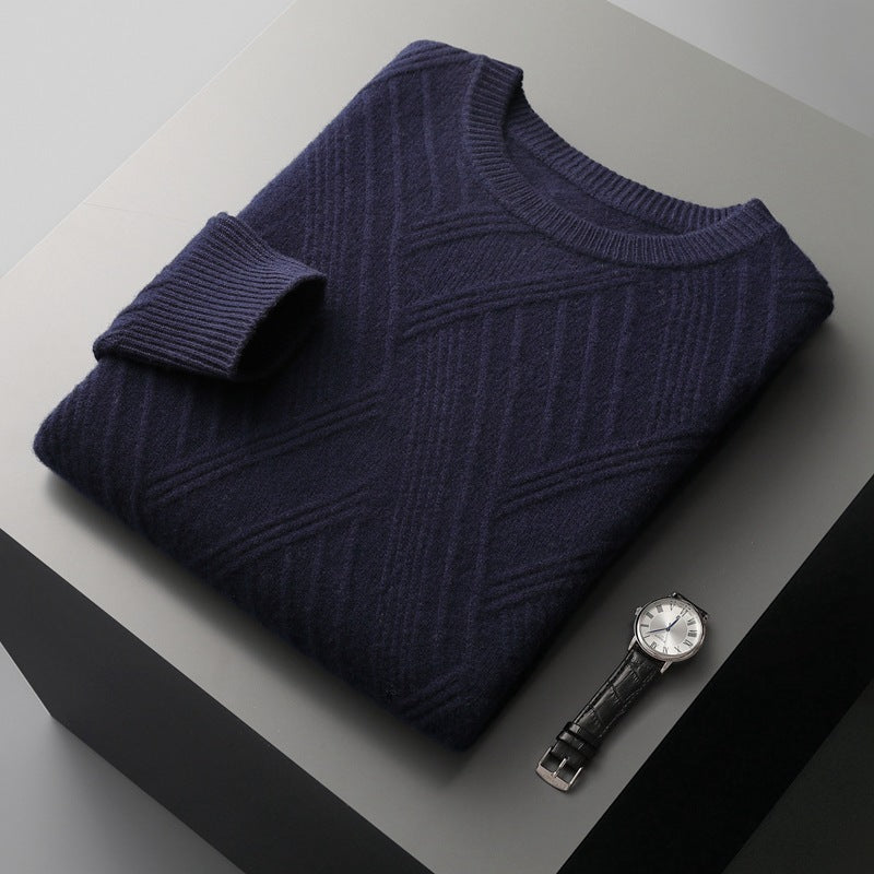 Autumn And Winter Loose Jacquard Bottoming Sweater Men