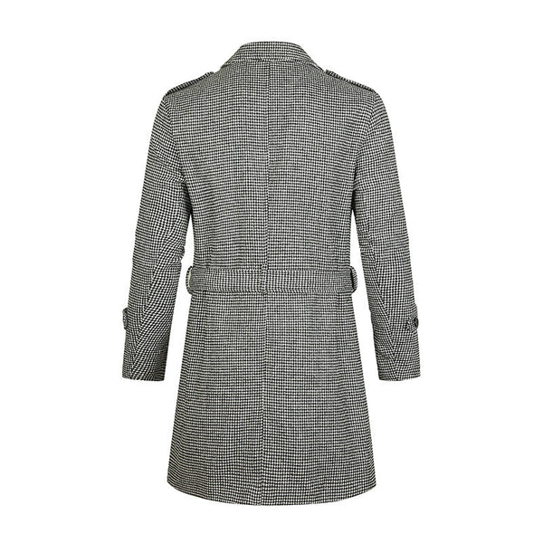 Striped Double-breasted Mid-length Trench Coat
