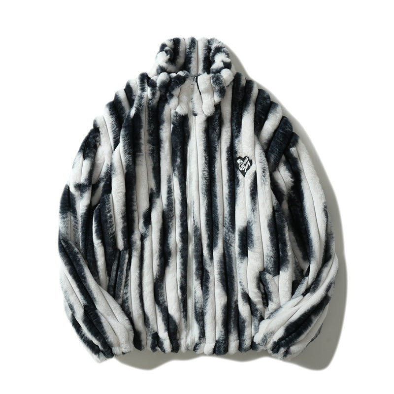 Men's Casual Simple Tie-dye Lamb Plush Jacket