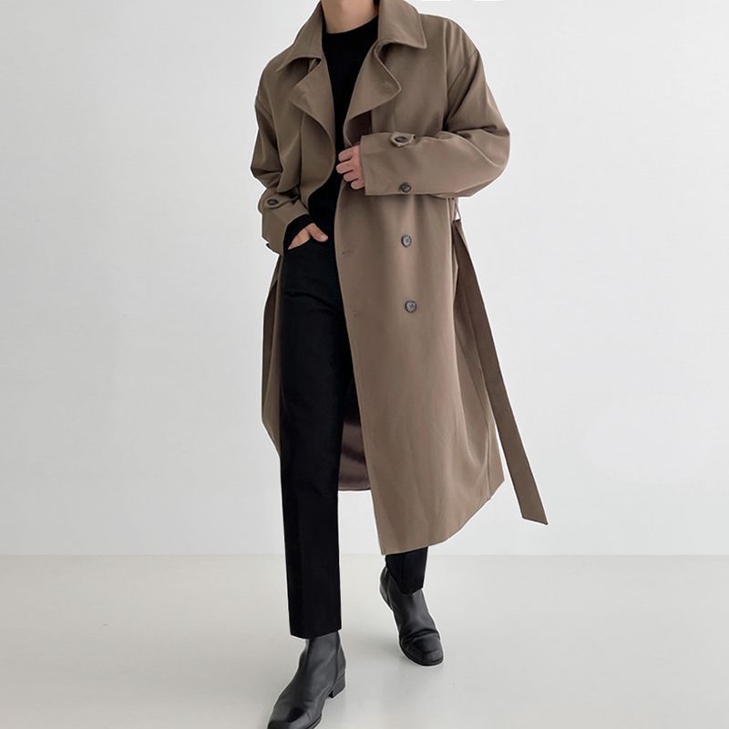 Men's Mid-length Loose Double-breasted Trench Coat