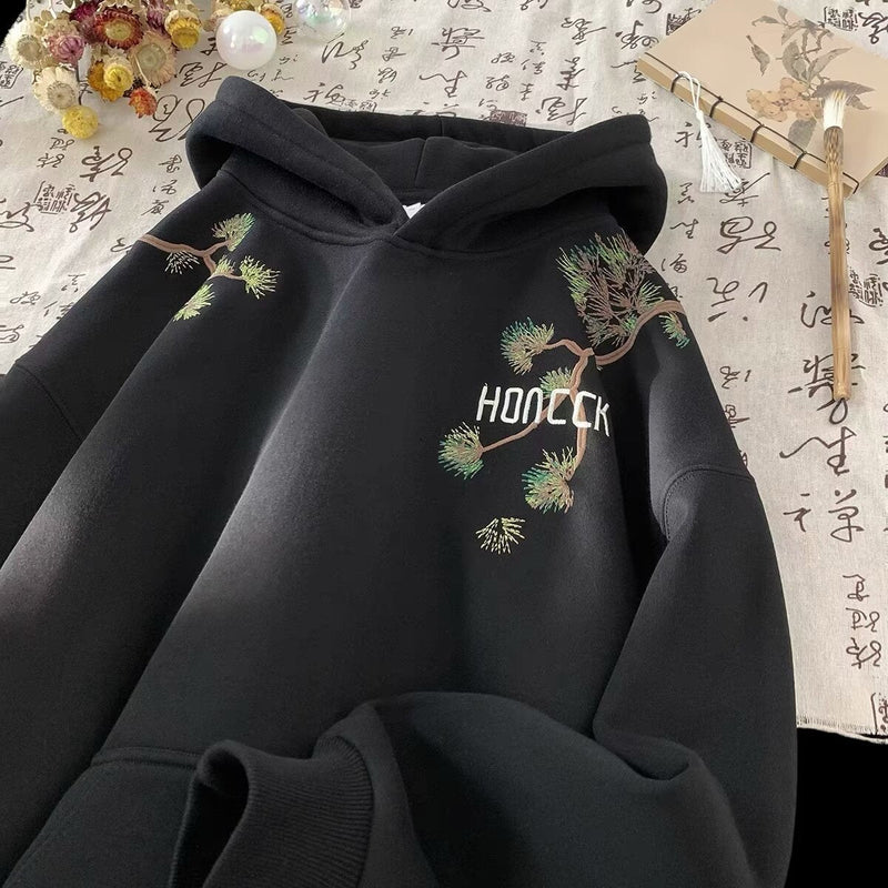 Heavy Plus Velvet Gray Hooded Sweater