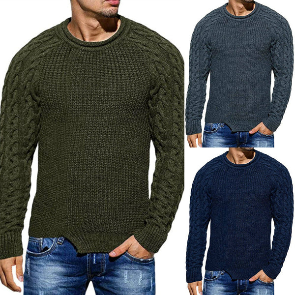 Sweater Men's Solid Color Round Neck