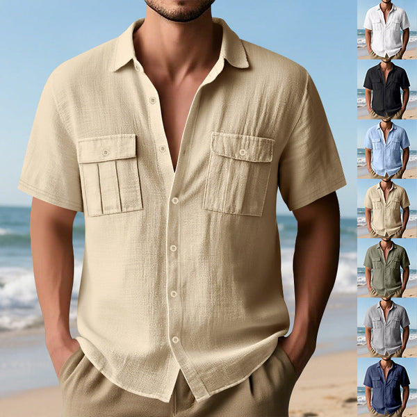 Solid Color Collage Pocket Loose Lapels Cardigan shirt