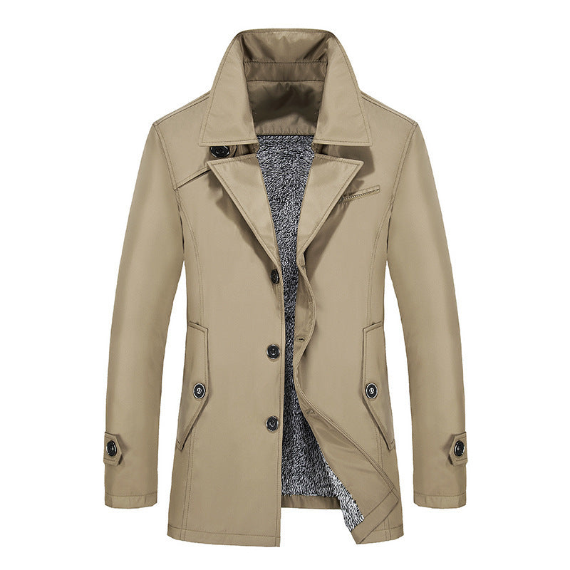Men's Windbreaker Mid-length trench coat