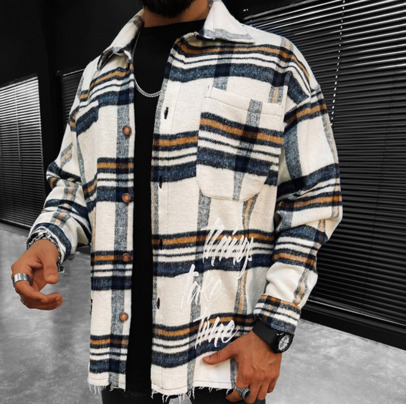 Men's Long-sleeved Casual Plaid Shirt