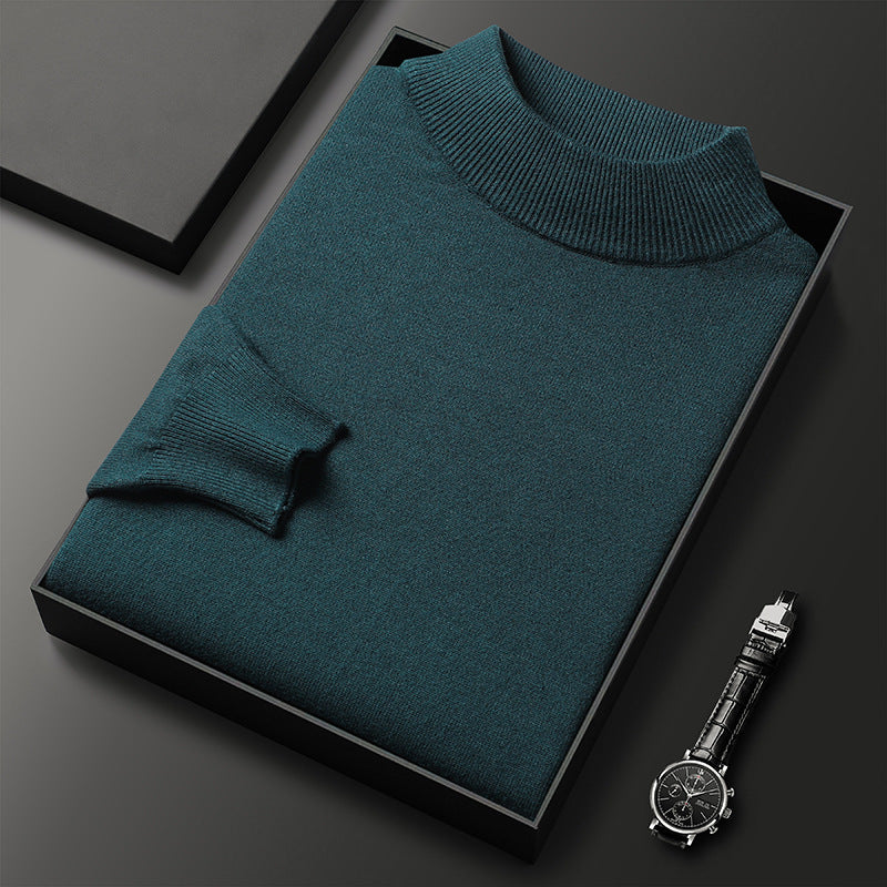 Men's Slim Fit Pure Color Half Collar Knitted Bottoming Shirt