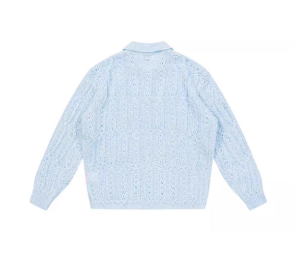 American Retro Hollow Wool Lapel Sweater
