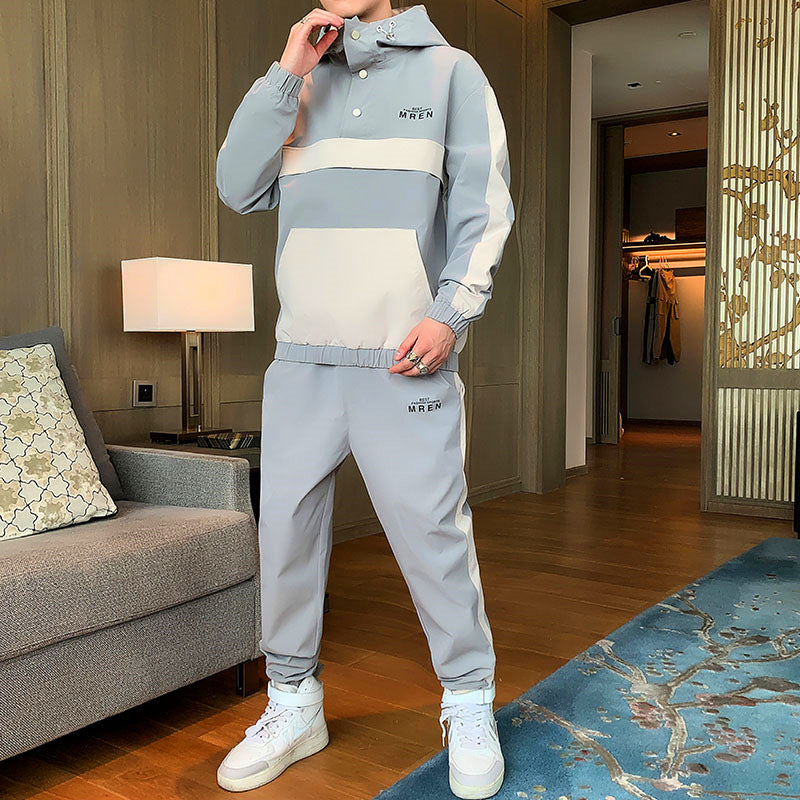 Two Piece jumpSuit Men Hooded Jacket