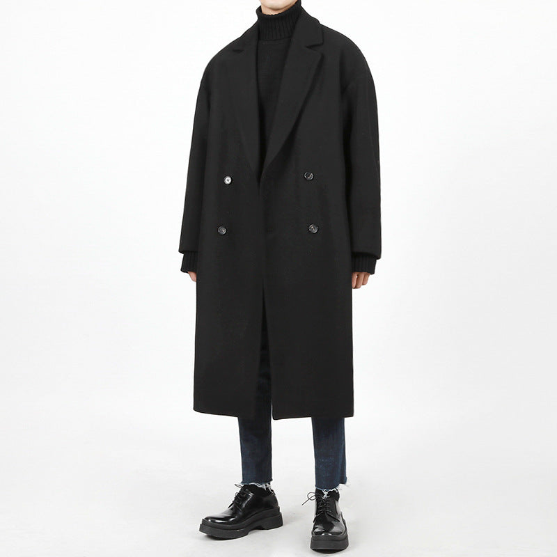 Loose Warm Woolen Trench Coat for men
