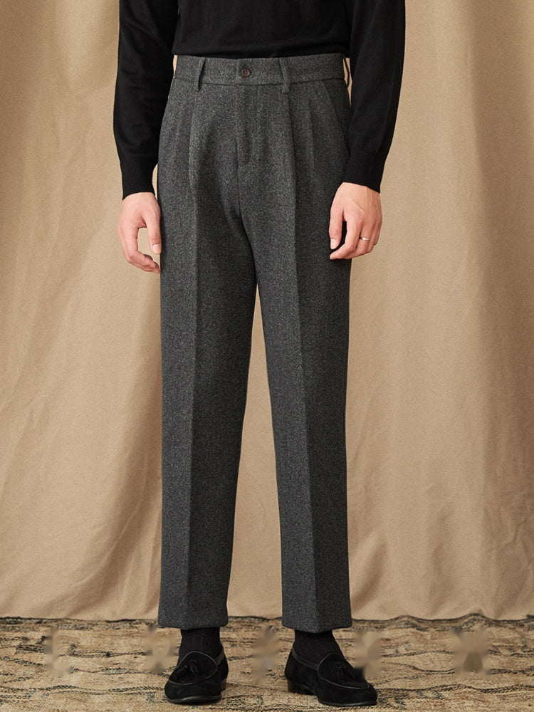 Winter Thickened Sanded Fabric Micro Straight Commute Leisure Suit Pants