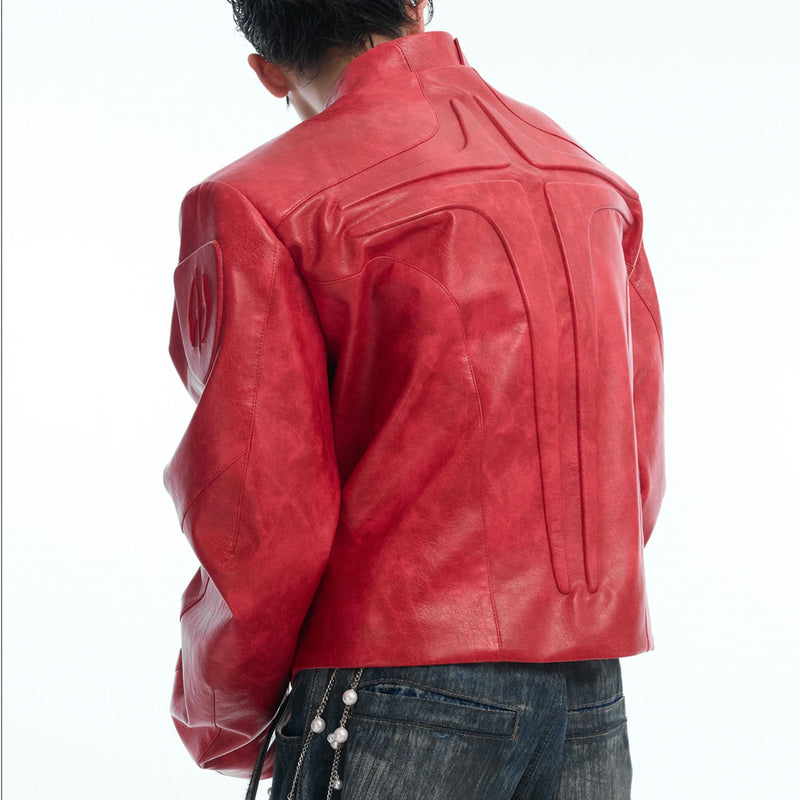 Three-dimensional Relief Deconstruction Stand Collar Profile Jacket Coat