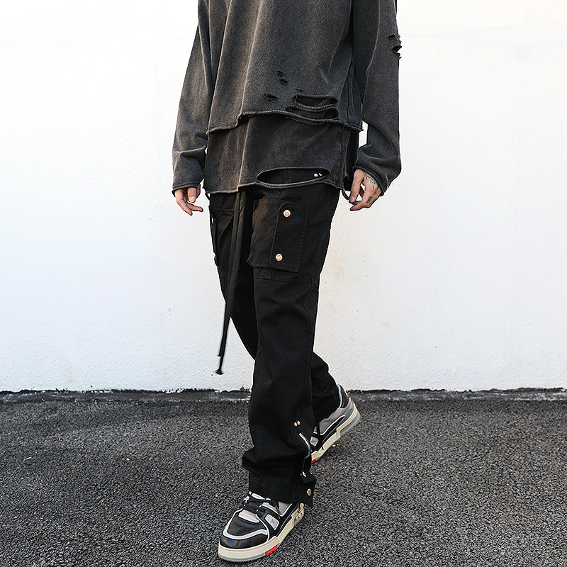 High Street Fan Energy Three-dimensional Pocket Loose Overalls