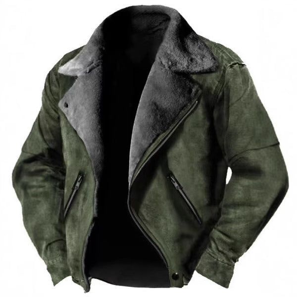 Casual Polo Collar Zipper Jacket Thickened fur Coat