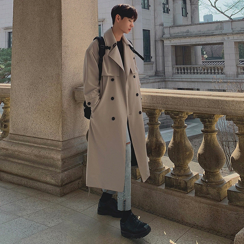 Men's Casual Mid-length Double-breasted Loose Coat