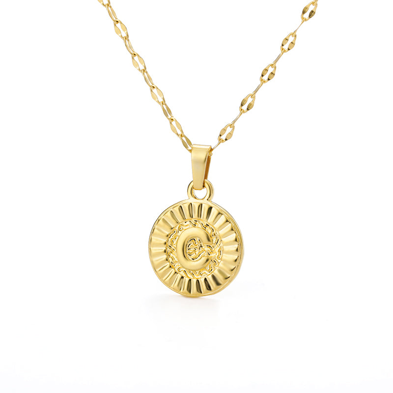 English Alphabet Disc Necklace Men and women