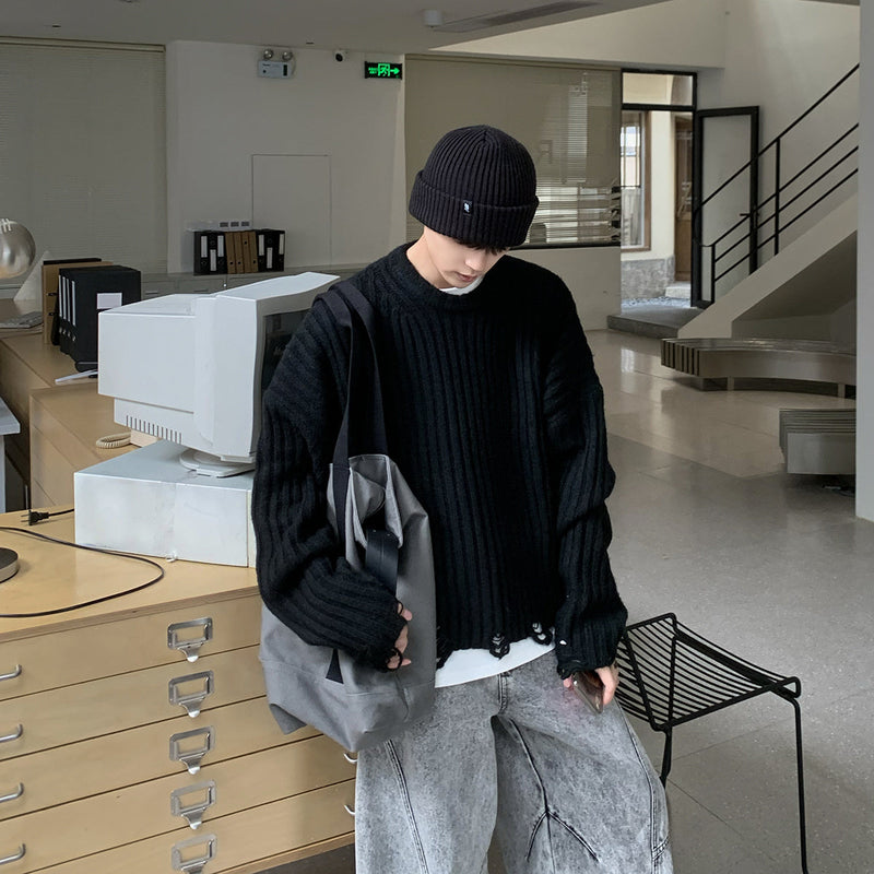 Retro Worn Long-sleeved Pullover Sweater For Men And Women