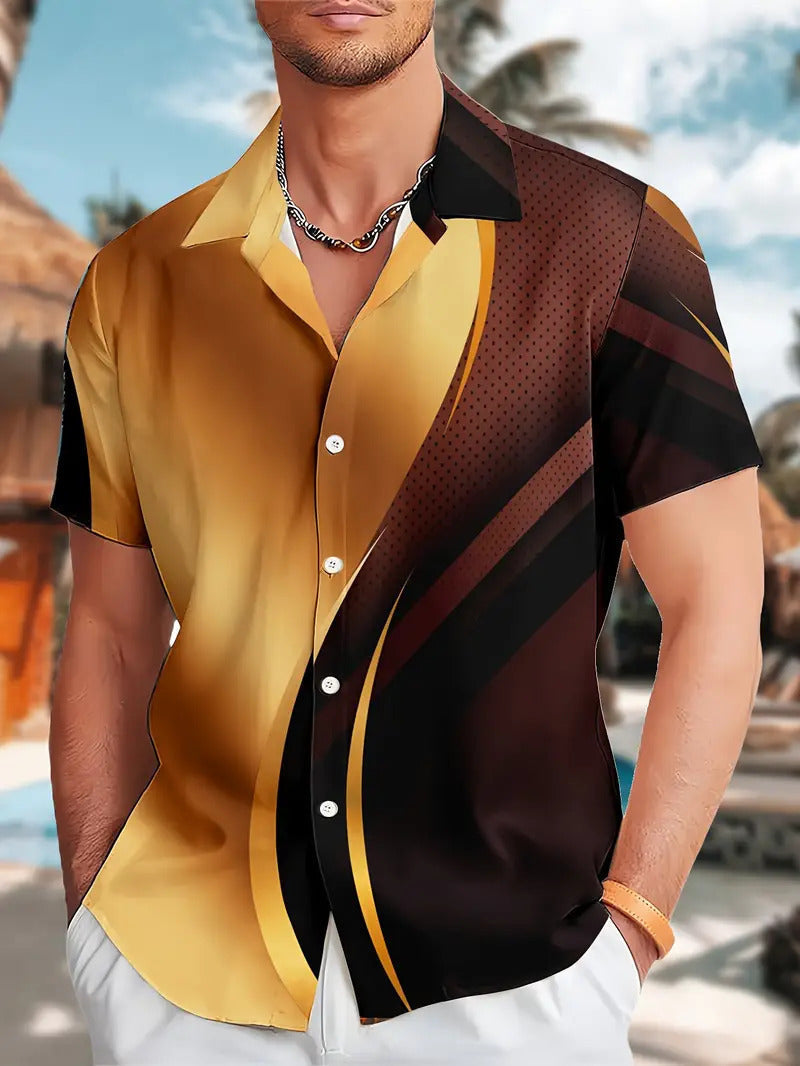 Casual All-matching Geometric Short Sleeve Shirt