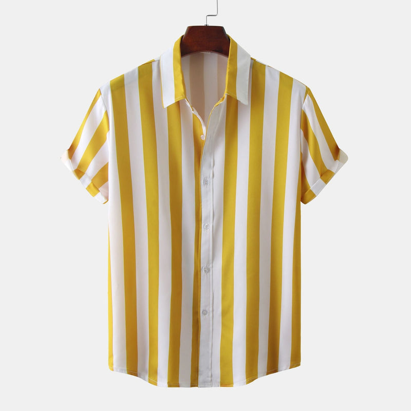 Men's striped Short Sleeve Loose Shirt