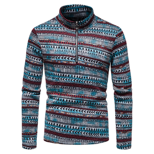 Men's Zipper Stand Collar Pullover sweater