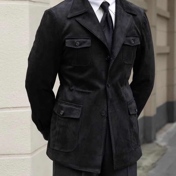 Vintage Multi-pocket Men's Italian Casual Plankton Handsome Trench Coat