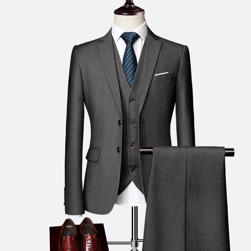 Men's Three-piece British Slim-fitting Wedding Dress Multicolor suit