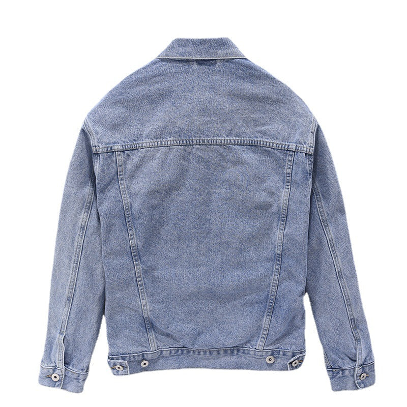Men's Lapel Long Sleeved Denim Jacket