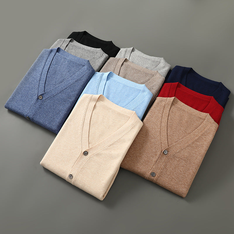 V-neck Knitted Cardigan Coat Men