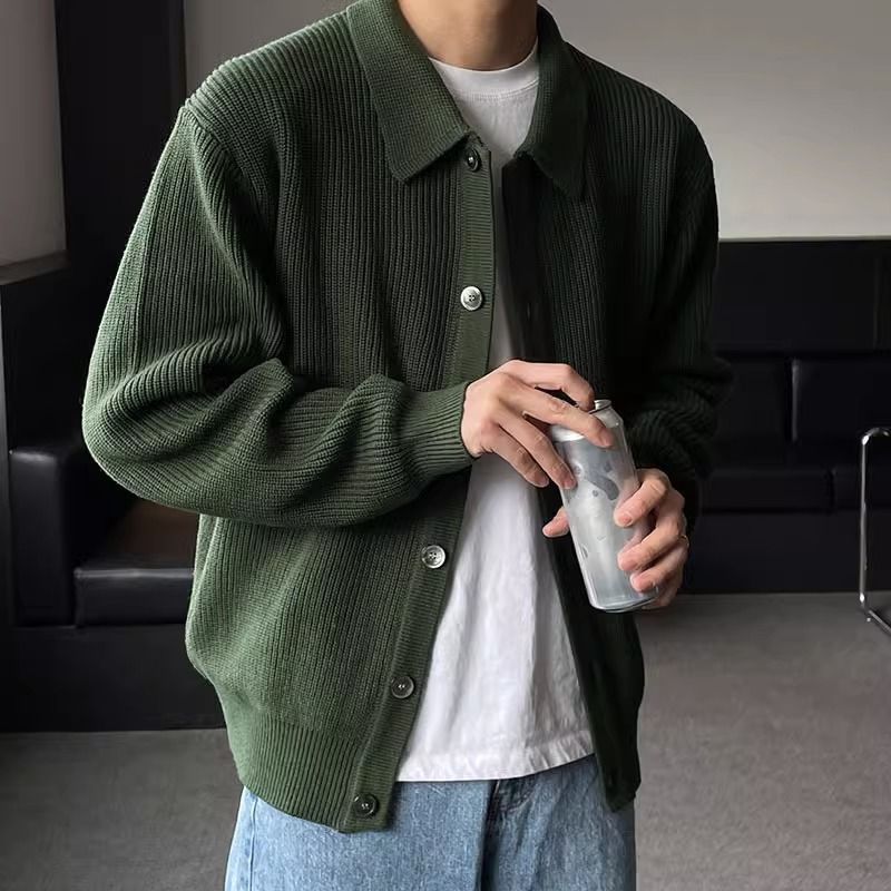 Autumn Men's Casual Loose Retro Cardigan Long Sleeve Sweater
