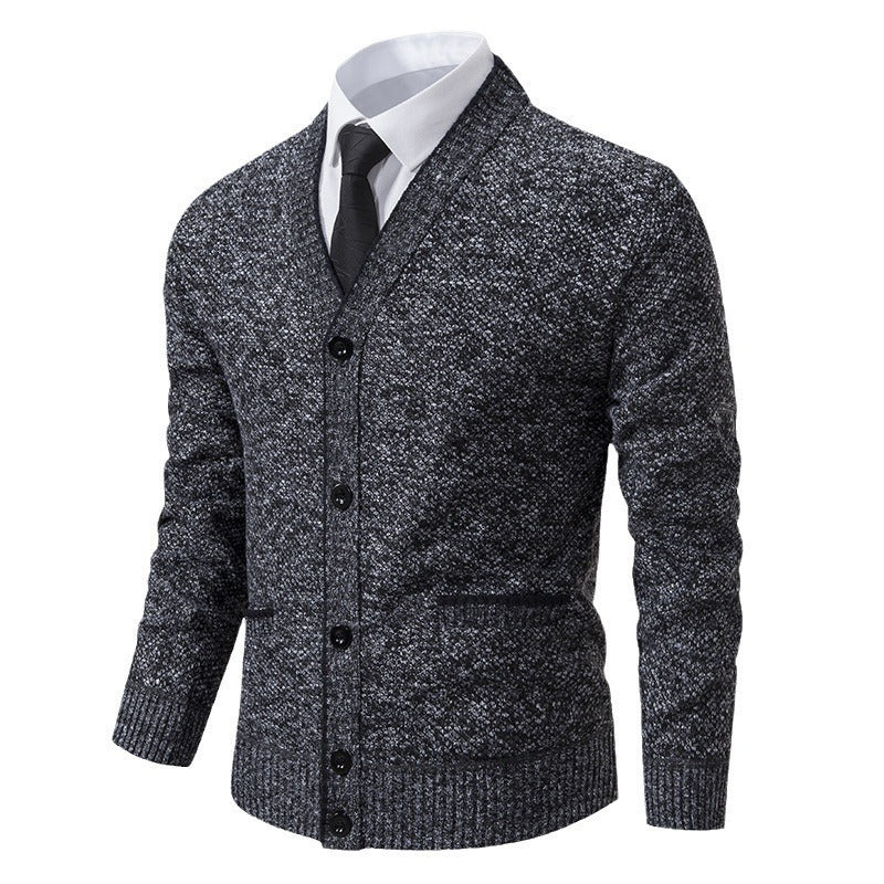 Casual Fleece-lined Cardigan Long Sleeve Sweater