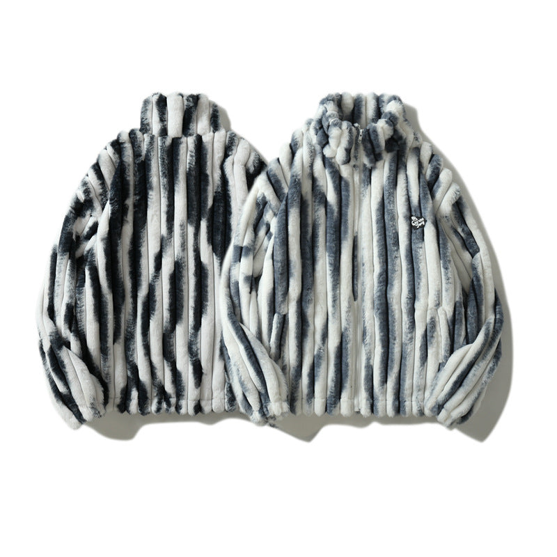 Men's Casual Simple Tie-dye Lamb Plush Jacket