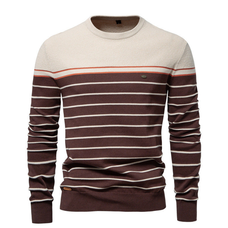 Striped Color Matching Long Sleeve Men's Knitwear sweater