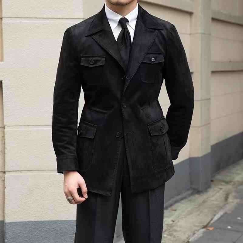 Vintage Multi-pocket Men's Italian Casual Plankton Handsome Trench Coat